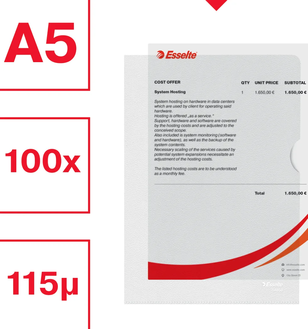 Aktmapp ESSELTE A5 0,115 klar 100/fp