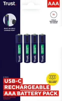 Batteri Laddbar TRUST AAA USB-C 4/fp