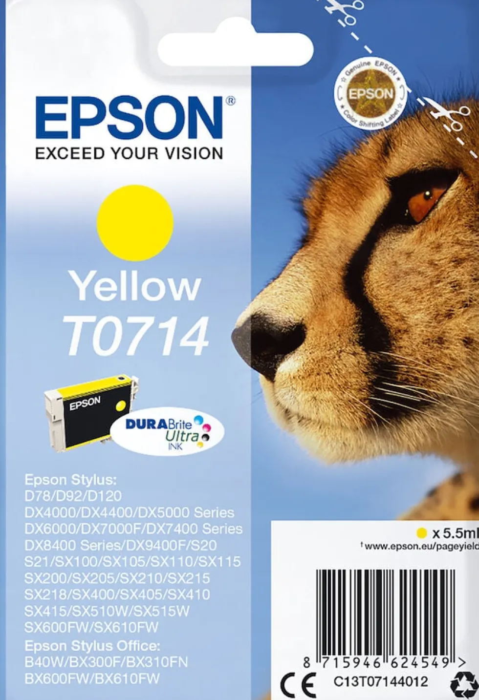 Bläckpatron EPSON C13T07144012 gul