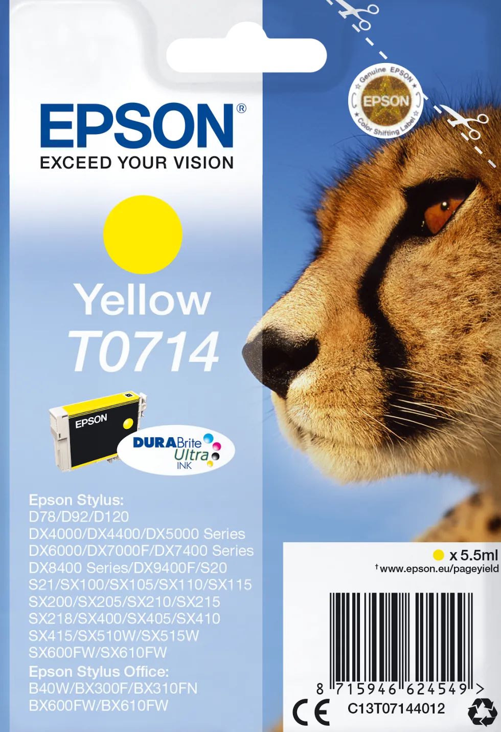 Bläckpatron EPSON C13T07144012 gul