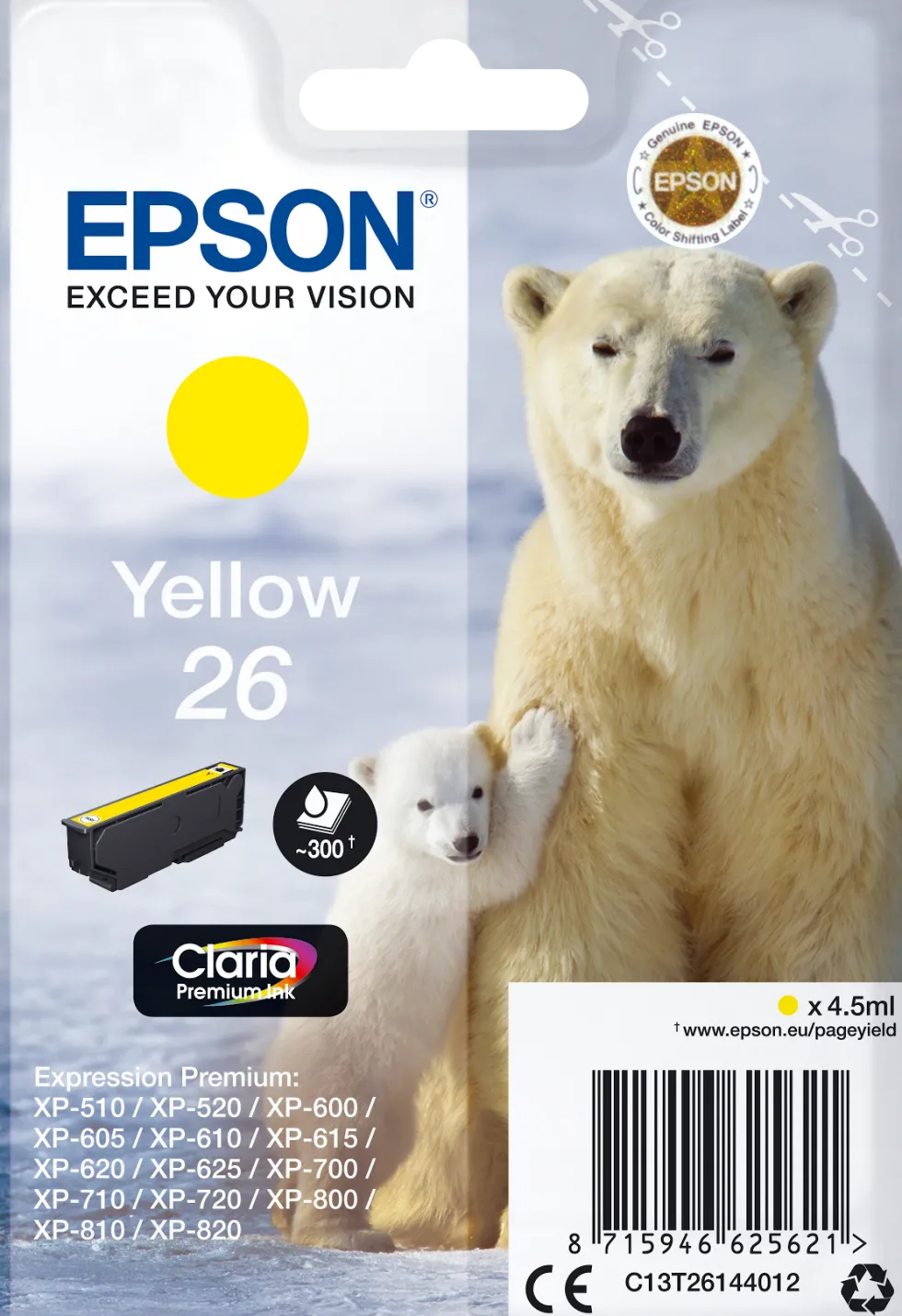Bläckpatron EPSON C13T26144012 Gul