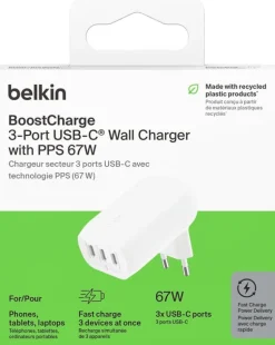 BOOSTCHARGE 3-Port USB-C PPS 67W Wall Charger