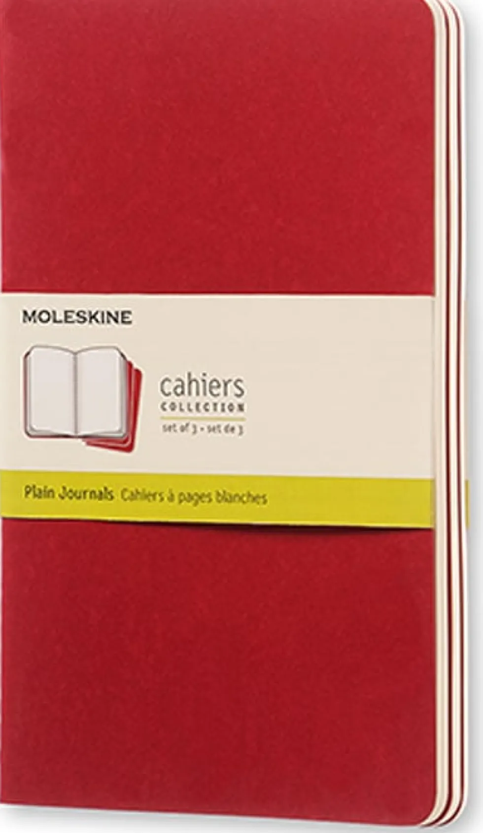 Cahier Journal Olinjerad Large Röd 3-Pack