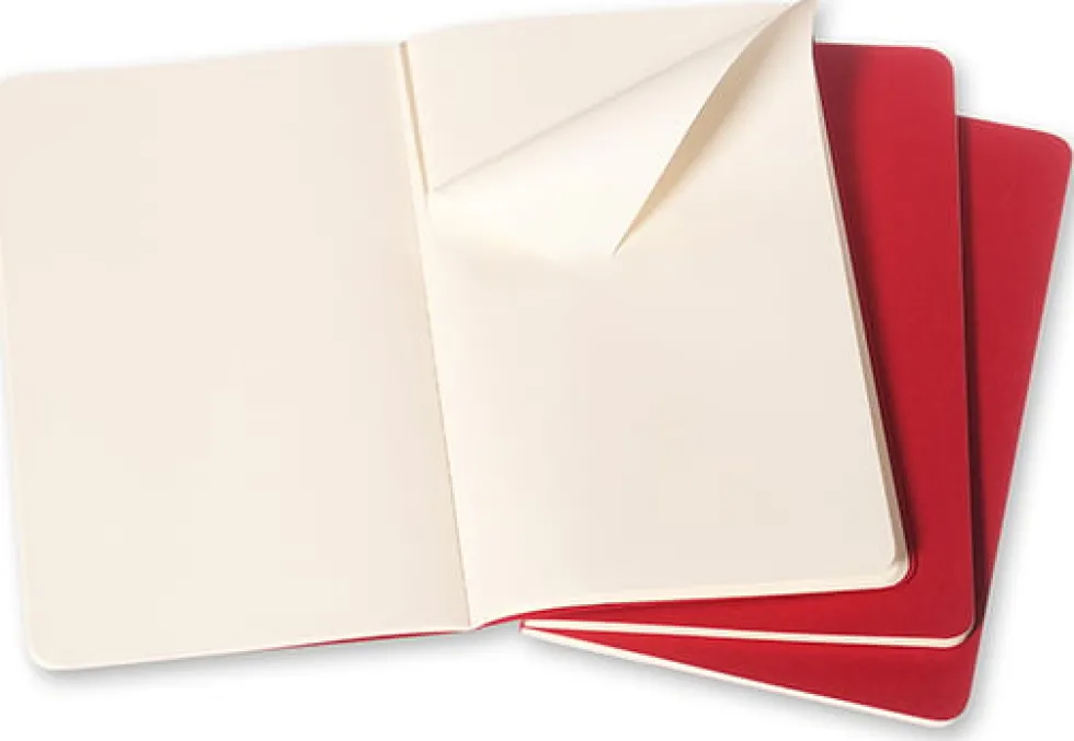 Cahier Journal Olinjerad Large Röd 3-Pack