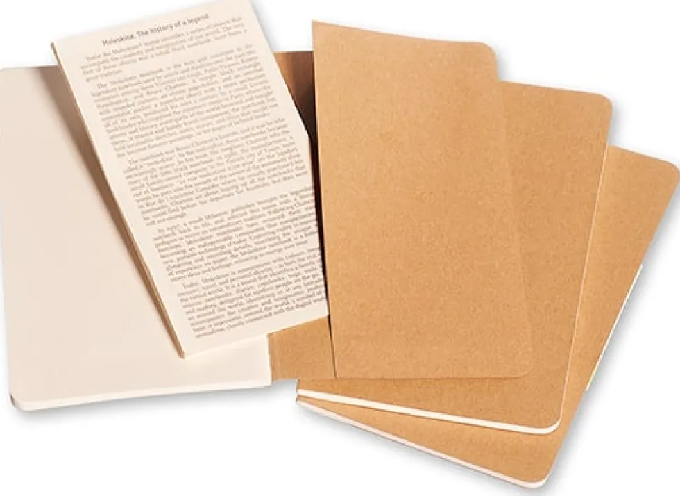 Cahier Journal Olinjerad Pocket Kraft 3-Pack