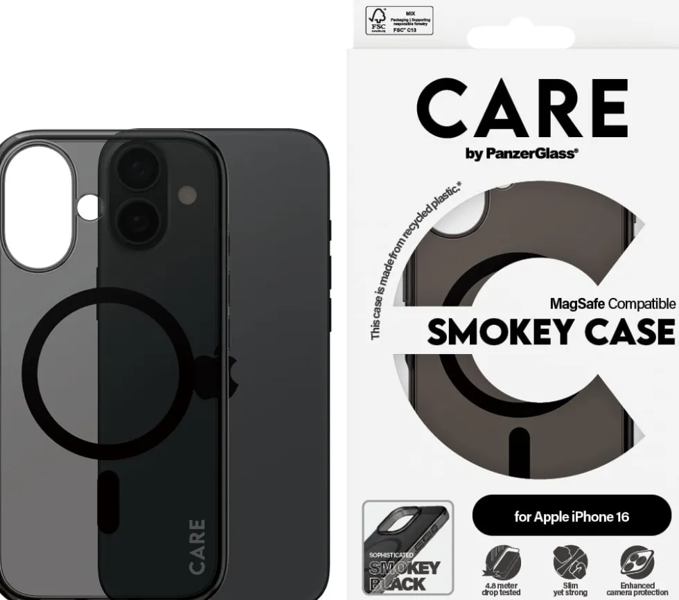 CARE iPhone 16 Case Smokey w. Black MagSafe