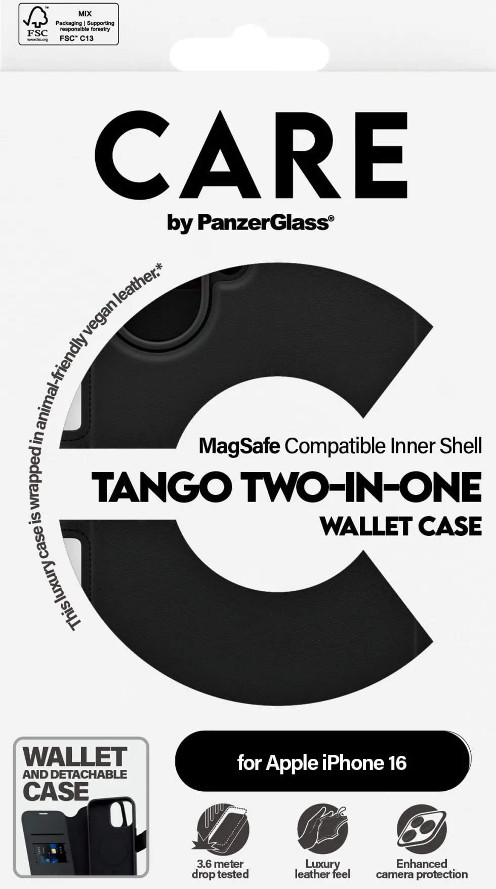 CARE iPhone 16 Case Tango Two-in-One Wallet Case