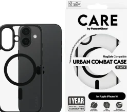 CARE iPhone 16 Case Urban Combat Black, MagSafe