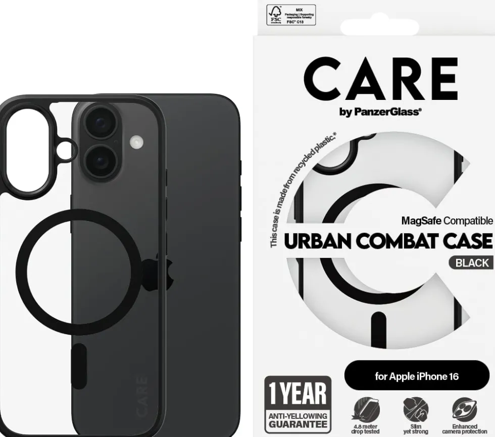 CARE iPhone 16 Case Urban Combat Black, MagSafe