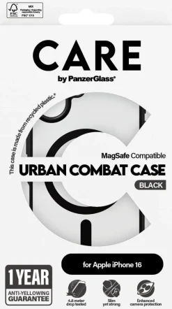 CARE iPhone 16 Case Urban Combat Black, MagSafe