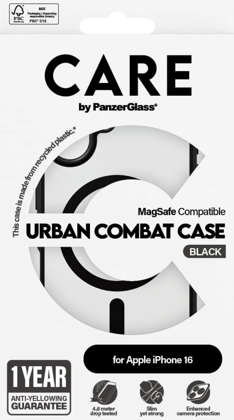 CARE iPhone 16 Case Urban Combat Black, MagSafe