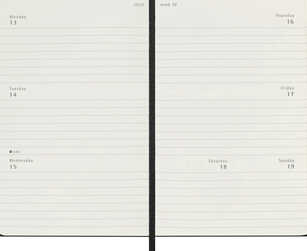 Classic Hard 12M Weekly Horizontal Pocket Svart 2026