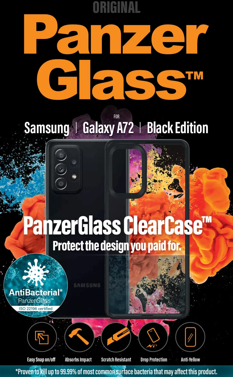 ClearCase for Samsung Galaxy A72, Black (AB)