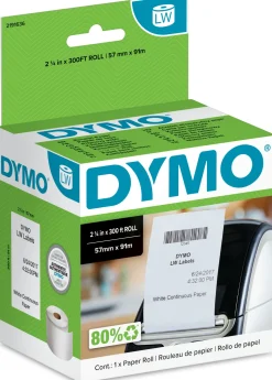 DYMO LabelWriter 57 mm x 91 mm Kvittoetiketter Vit Papper (i