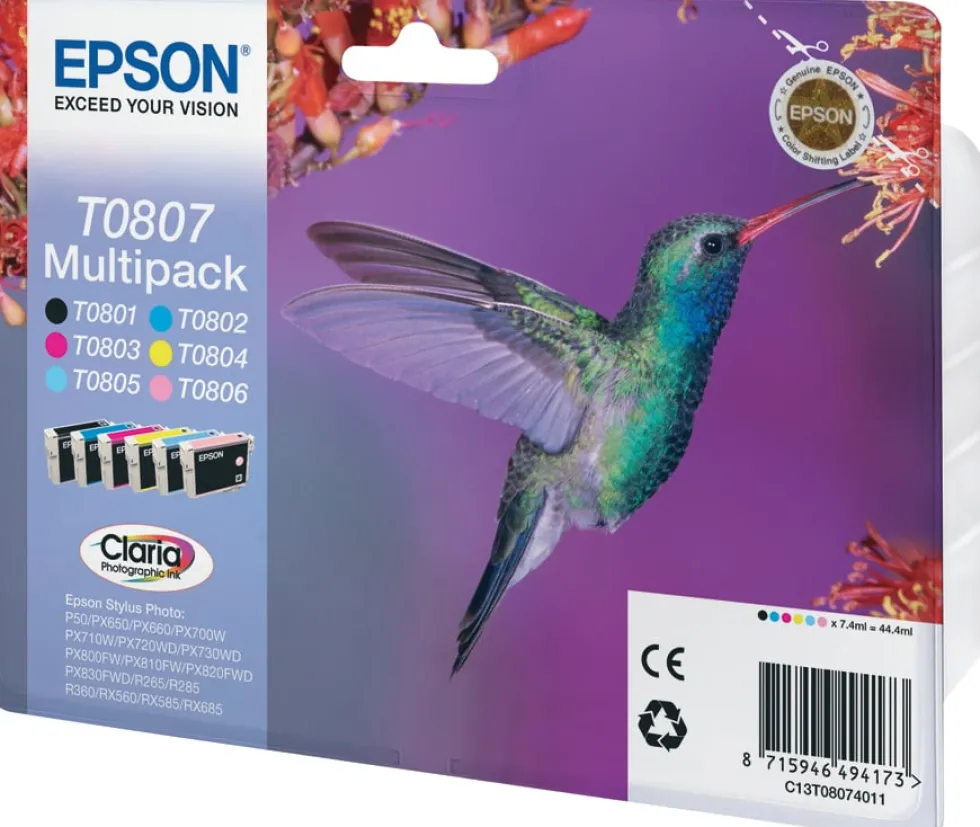 Epson T0807 Multipack - 44.4 ml - svart, gul,