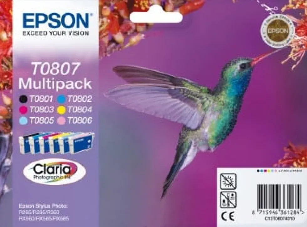 Epson T0807 Multipack - 44.4 ml - svart, gul,