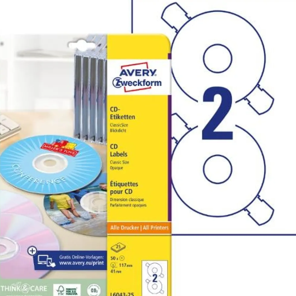 Etikett AVERY Classic size CD 50/fp