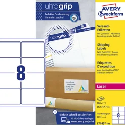 Etikett AVERY Ultra Grip 99,1x67,7mm 800/FP