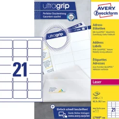 Etikett AVERY Ultra Grip 63,5x38,1mm 2100/FP