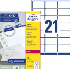 Etikett AVERY Ultra Grip 63,5x38,1mm 2100/FP