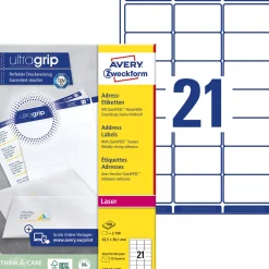 Etikett AVERY Ultra Grip 63,5x38,1mm 2100/FP