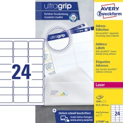 Etikett AVERY Ultra Grip 63,5x33,9mm 2400/FP