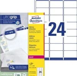 Etikett AVERY Ultra Grip 63,5x33,9mm 2400/FP