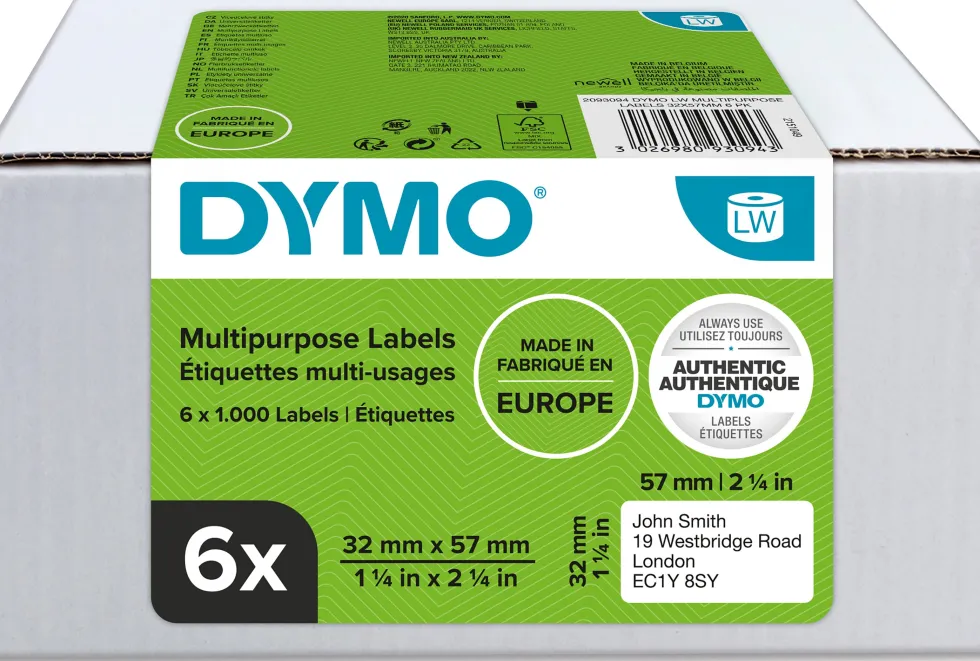 Etikett DYMO Uni. 57x32 mm 1000/FP