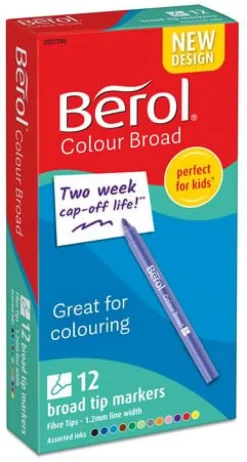 Fiberpenna BEROL Colourbroad, 12 färger/etui