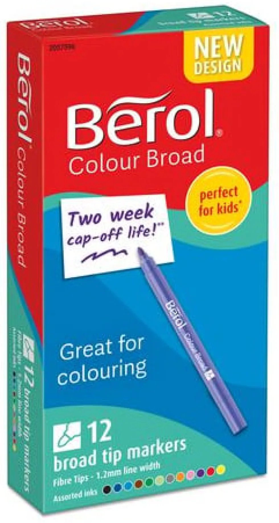 Fiberpenna BEROL Colourbroad, 12 färger/etui