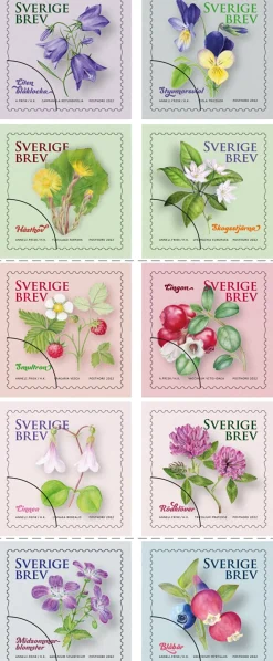 Frimärke inrikes häfte 10st/fp, varierande motiv 22kr/st