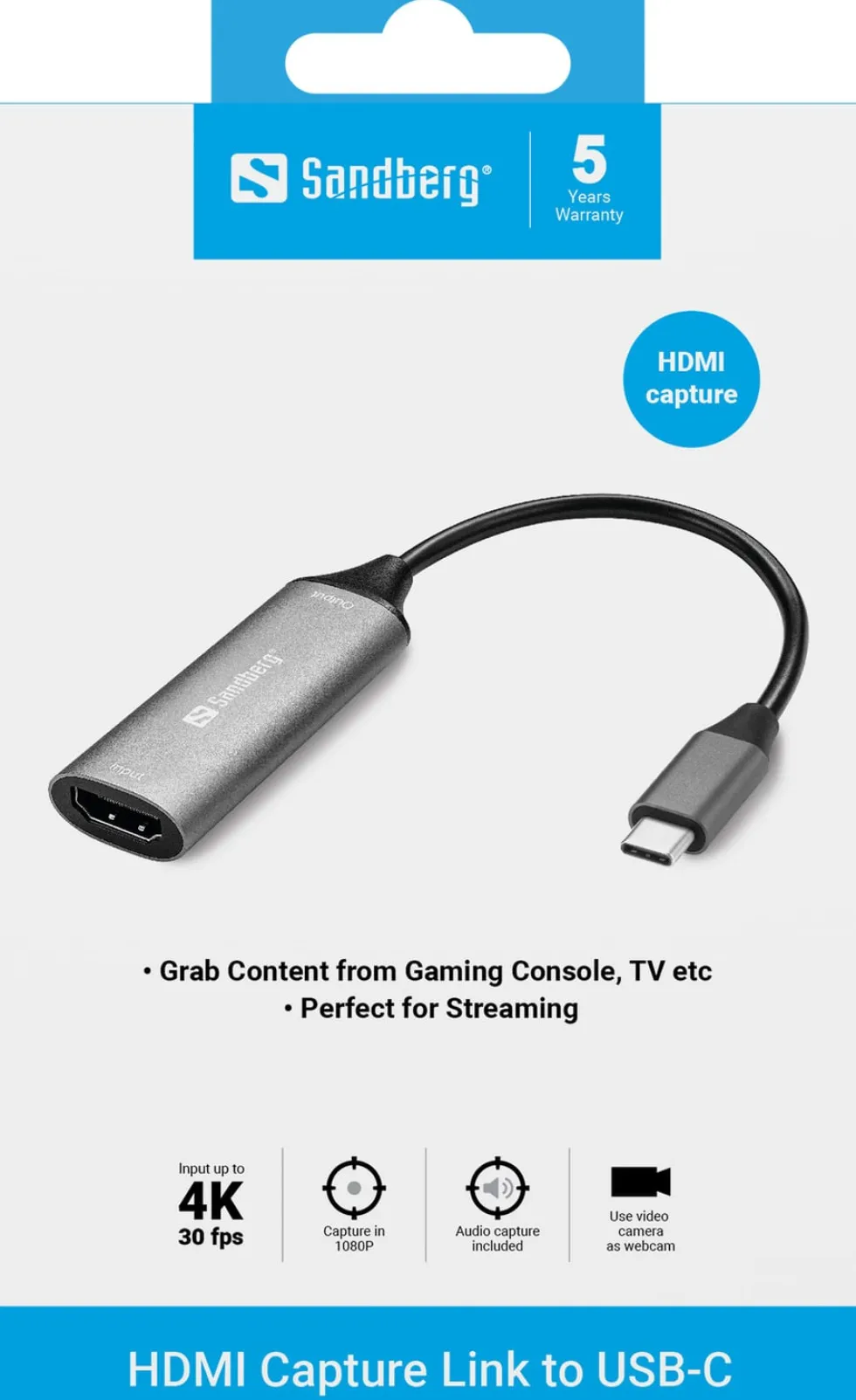 HDMI Capture Link to USB-C, Black