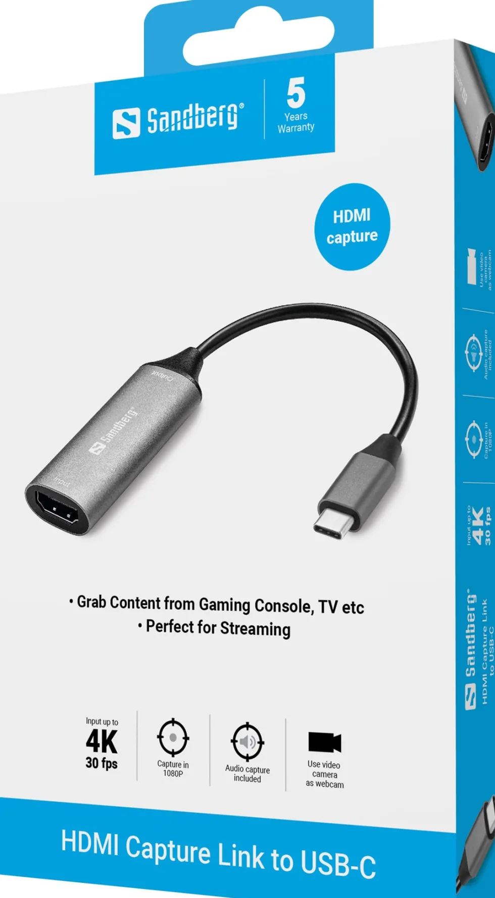 HDMI Capture Link to USB-C, Black