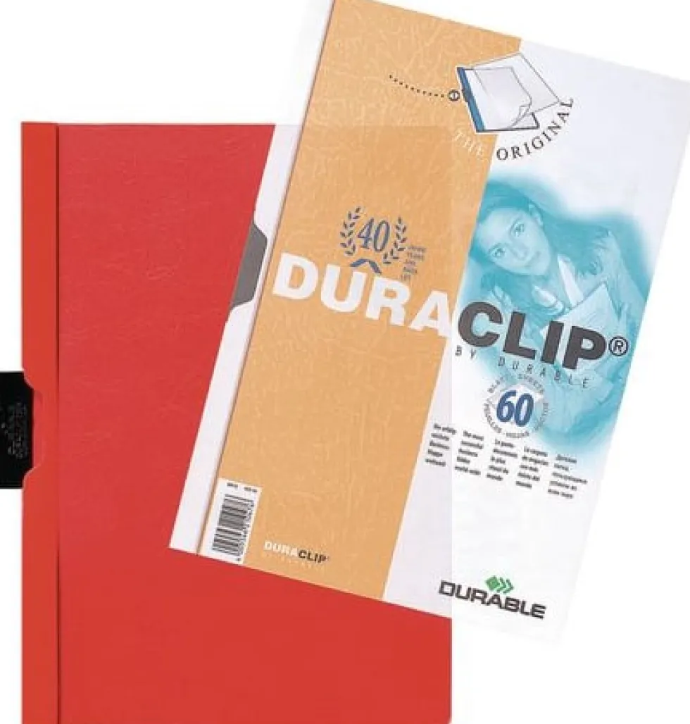 Klämmapp DURABLE Duraclip A4 Röd, 60 blad, 25st