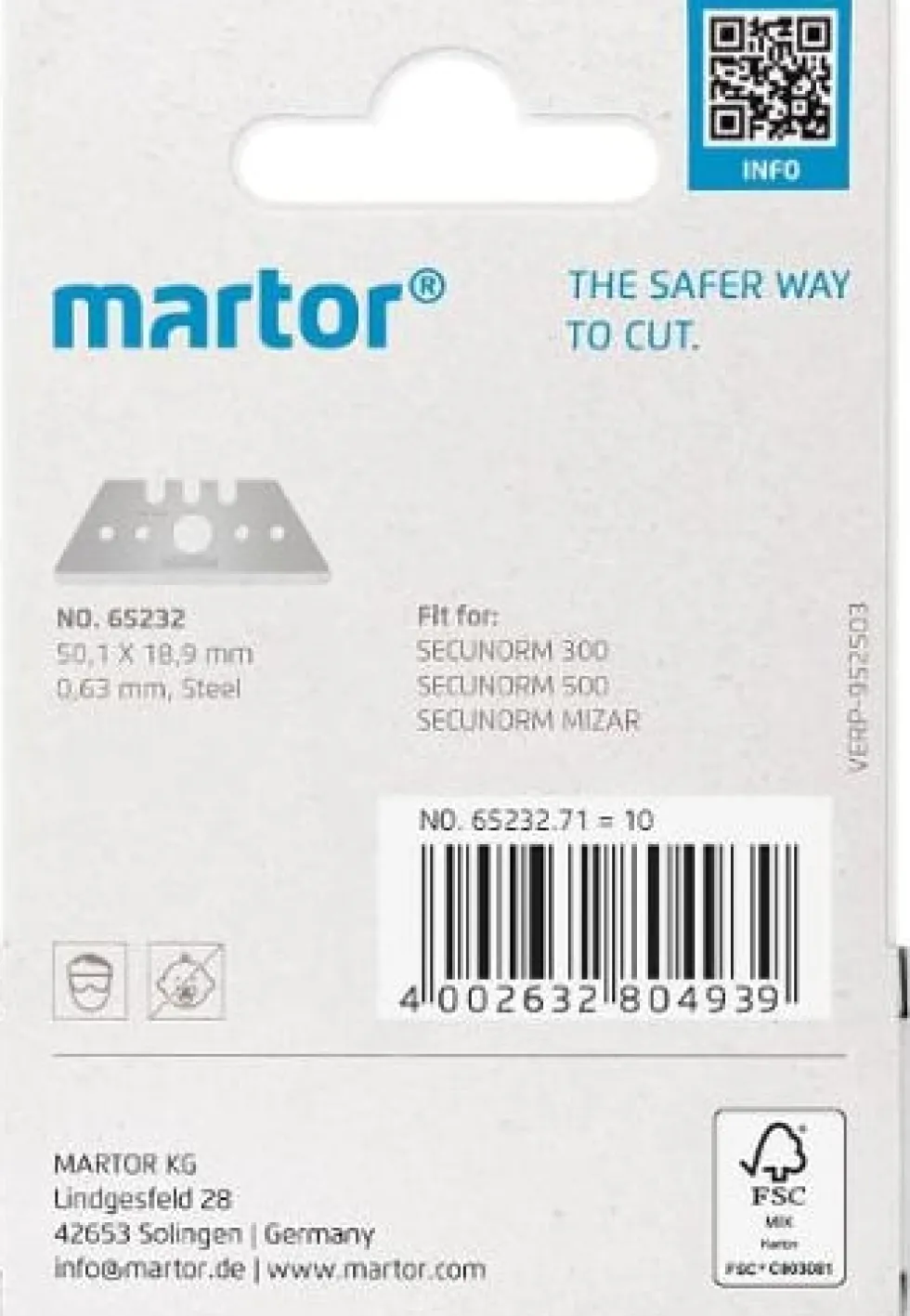 Knivblad MARTOR Trapezoid 65232 10/fp