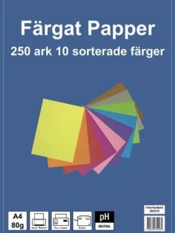 Kopieringspapper 10 färger A4, 80g, 250 ark