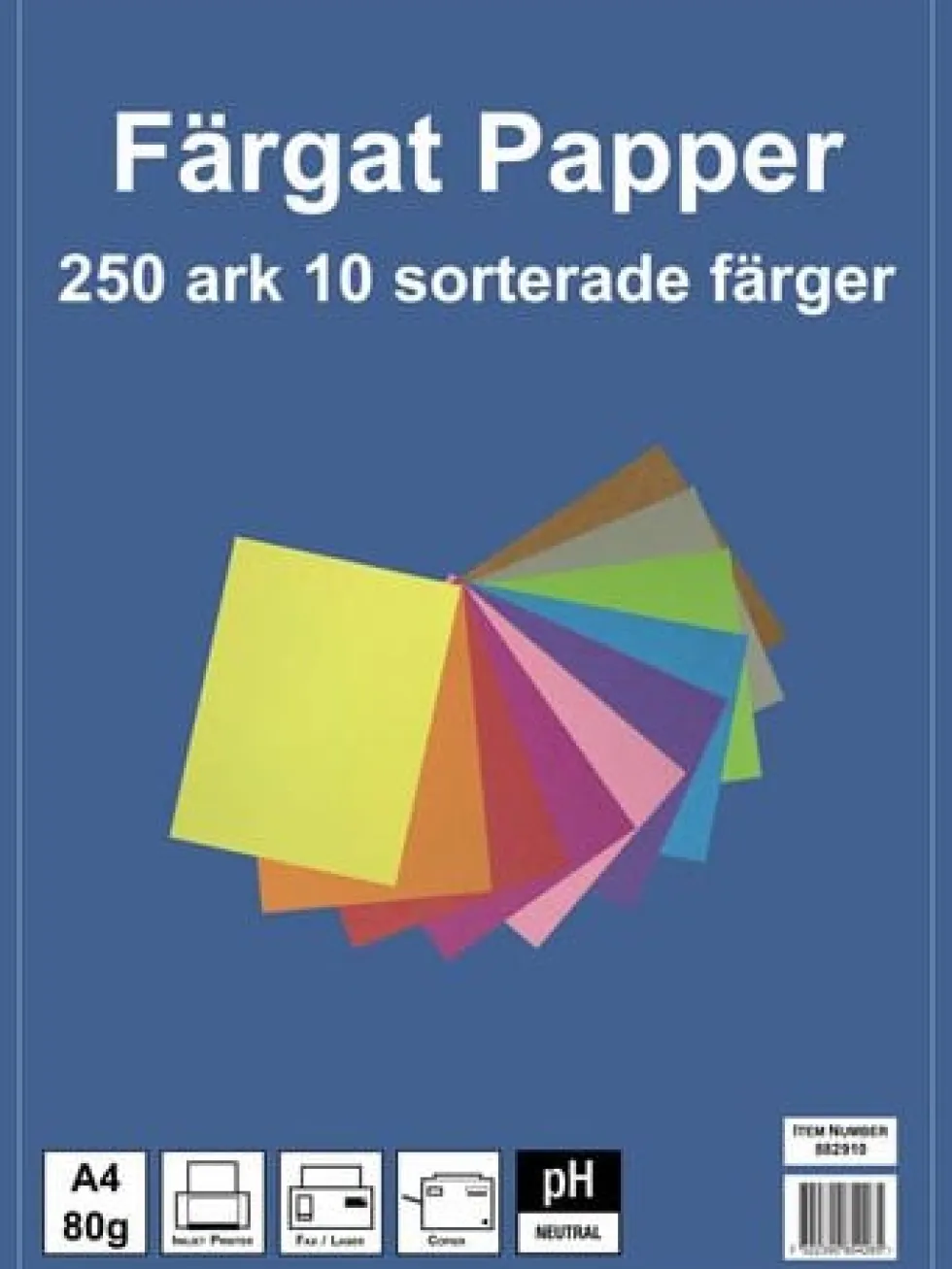 Kopieringspapper 10 färger A4, 80g, 250 ark