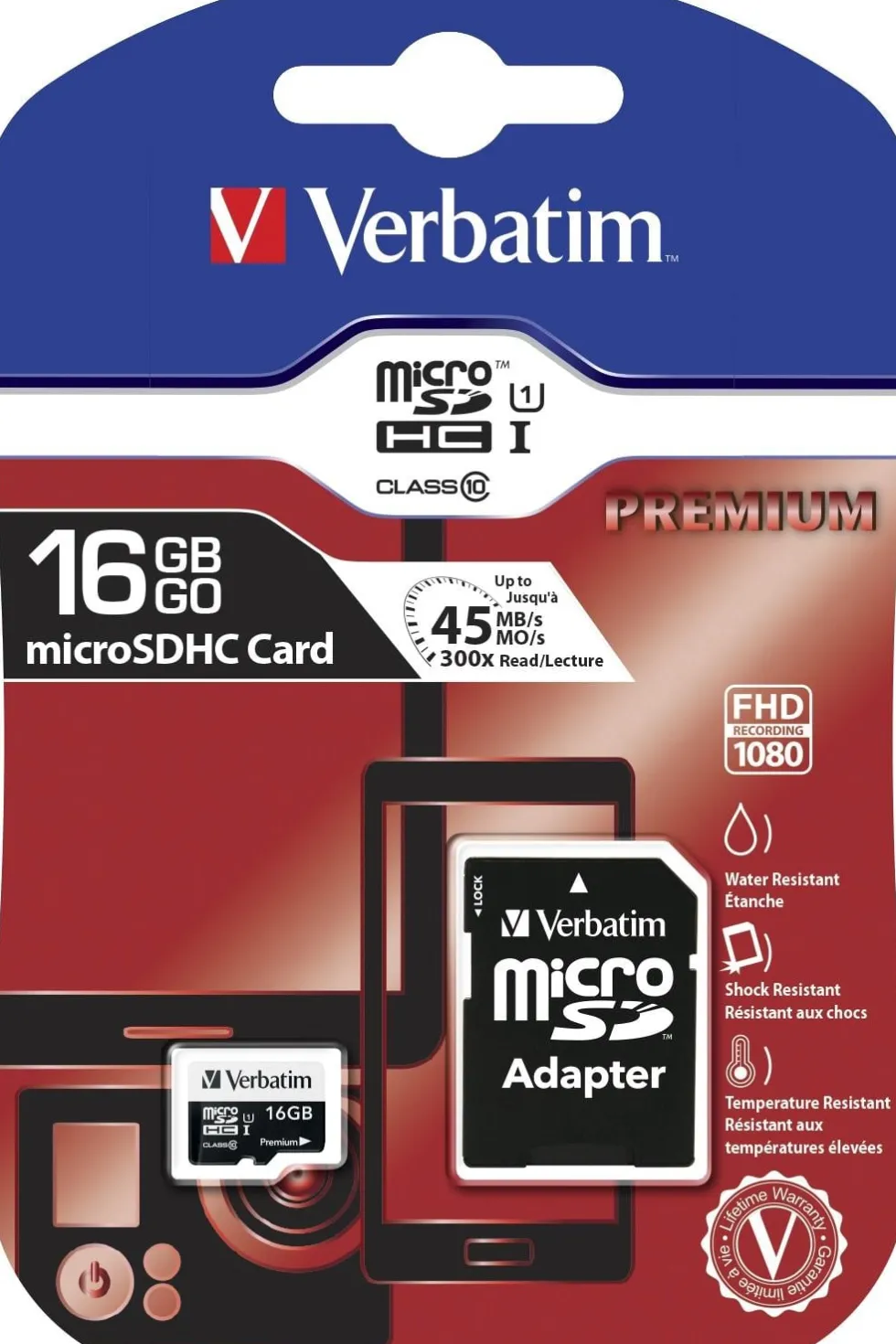 Micro SDHC Card 16GB Class 10 w/adaptor