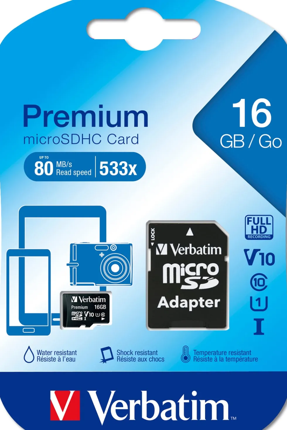 Micro SDHC Card 16GB Class 10 w/adaptor