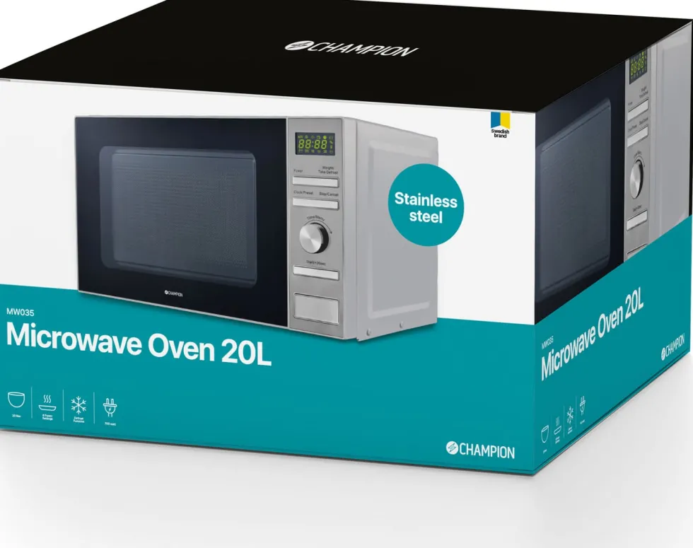 Mikrovågsugn 700W 20L rostfri