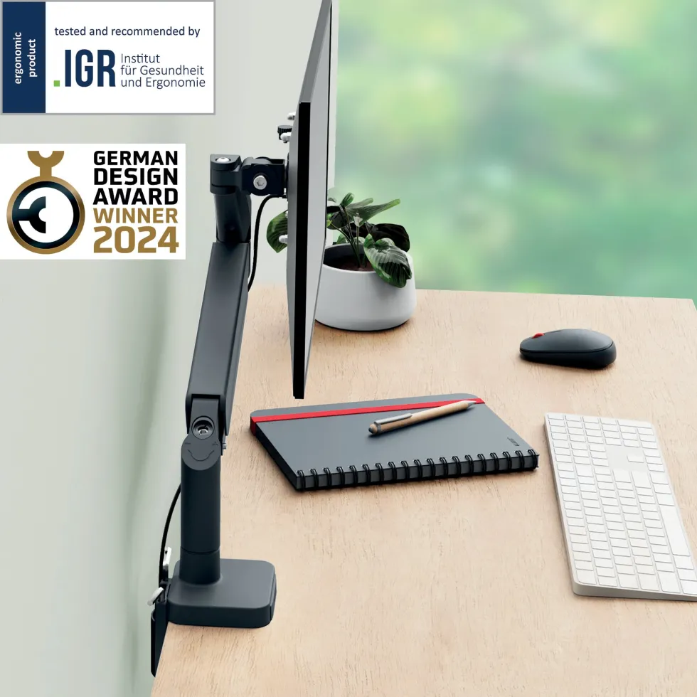 Monitor Arm Ergo Space Saving Single, Dark Grey