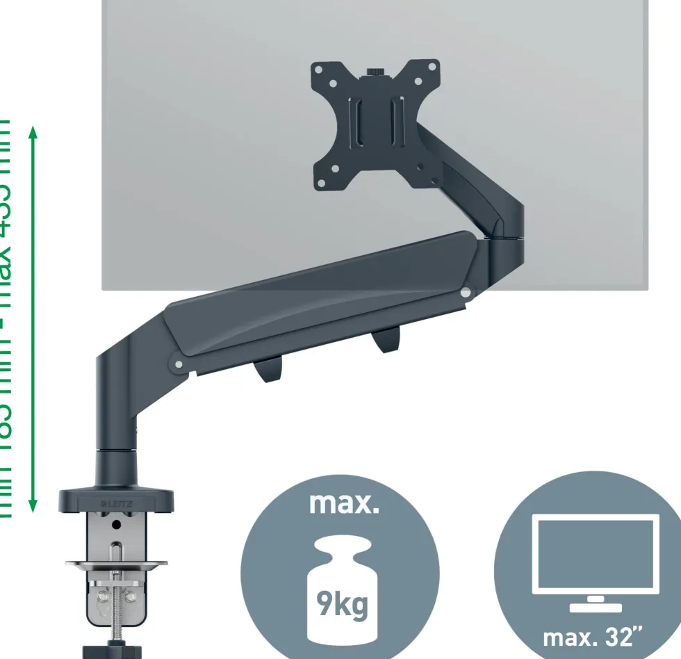 Monitor Arm Ergo Space Saving Single, Dark Grey