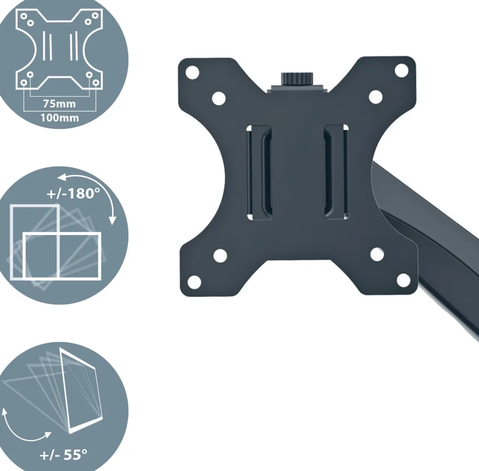Monitor Arm Ergo Space Saving Single, Dark Grey