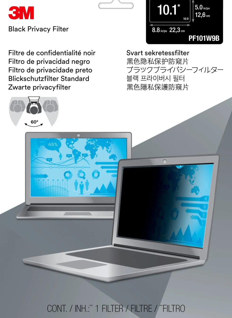 3M Privacy filter laptop 17'' widescreen (16:10)