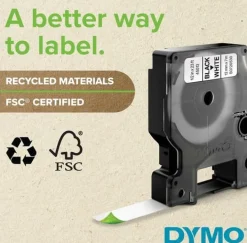Märkband Dymo D1, plast, svart/klar, 9mm