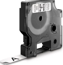 Märkband Dymo D1, plast, svart/vit, 12mm