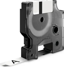 Märkband Dymo D1, plast, svart/vit, 9mm