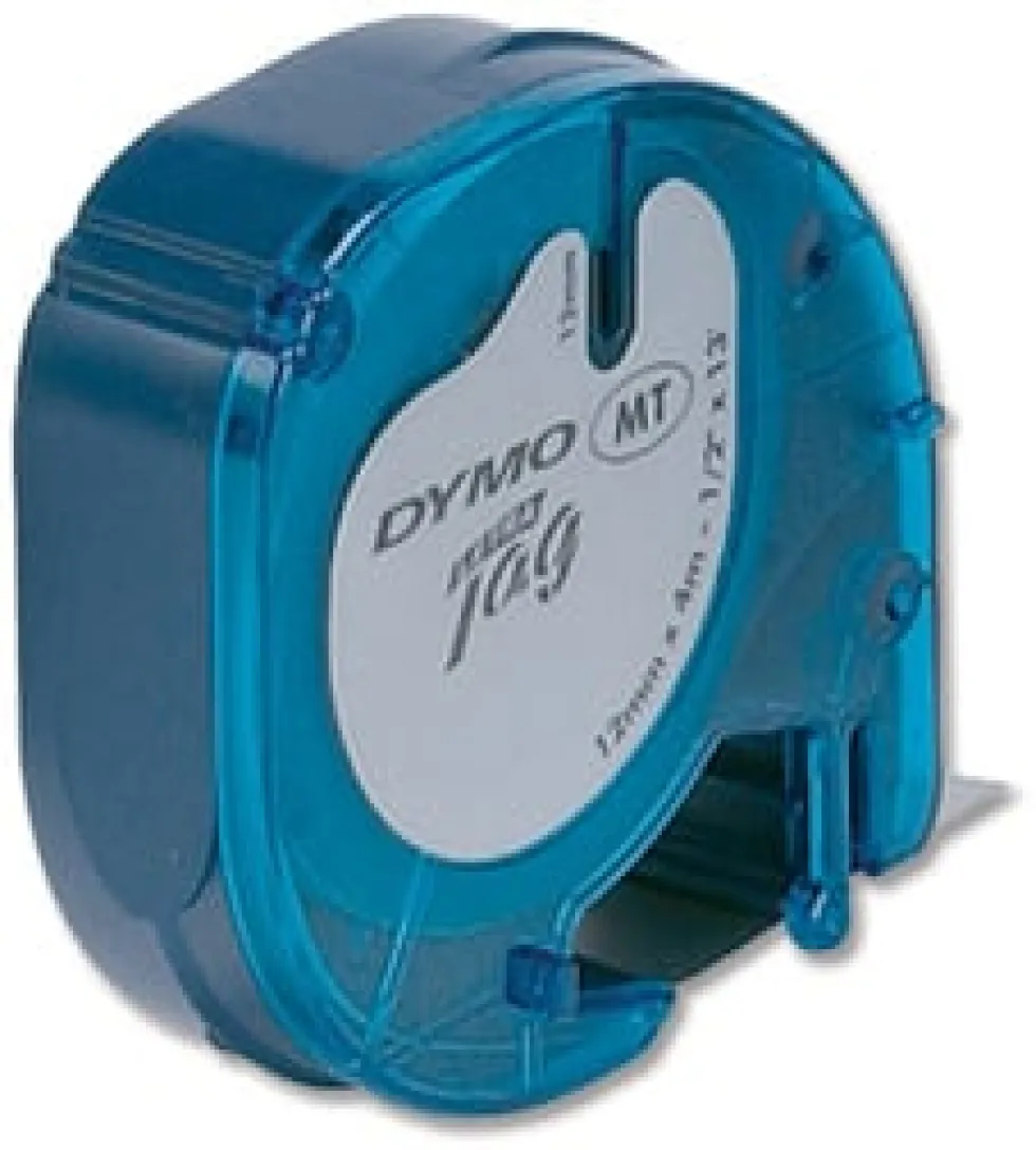 Märkband Dymo LetraTag, plast, svart/blå, 12mm