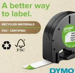 Märkband Dymo LetraTag, plast, svart/blå, 12mm