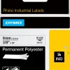 Märkband Dymo Rhino Perm, polyester, svart/vit, 9mm, 10/fp
